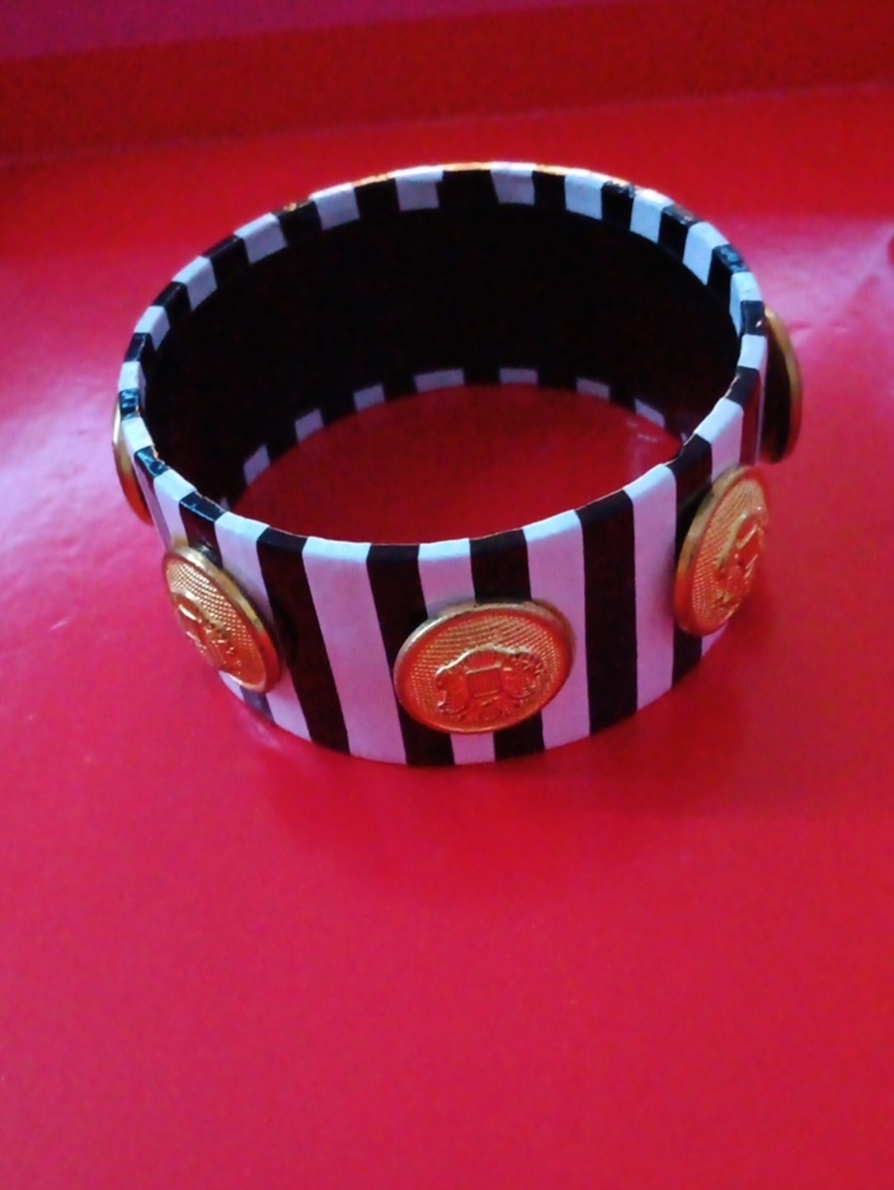 Black and White Bangle with Gold Accents